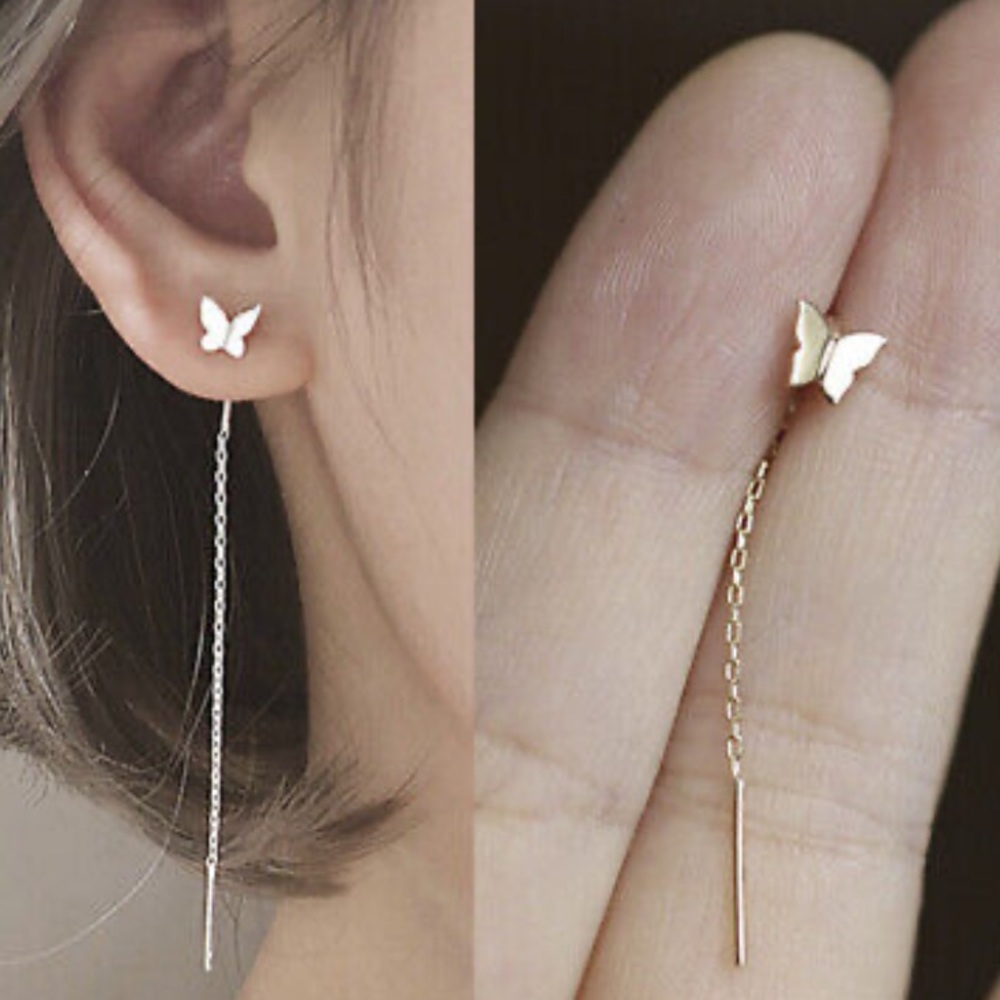 NWT 18k gold plated TASSEL BUTTERFLY EARRINGS